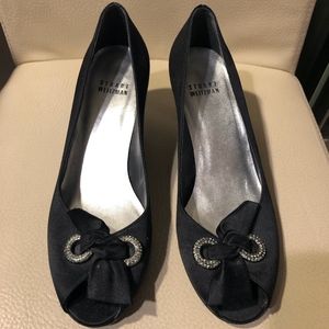 Stuart Weitzman 6.5 Black Suede Peep Toe Heel